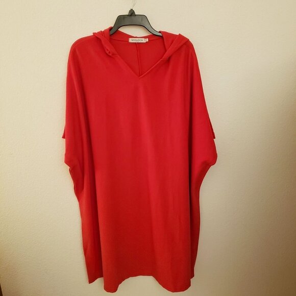 Misslook Oversize Red Hooded Wool  Blend Poncho Top Fits up to 2x EUC - Picture 1 of 7